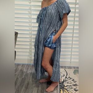 Free People Navy and White Striped Dress with Bloomer Shorts